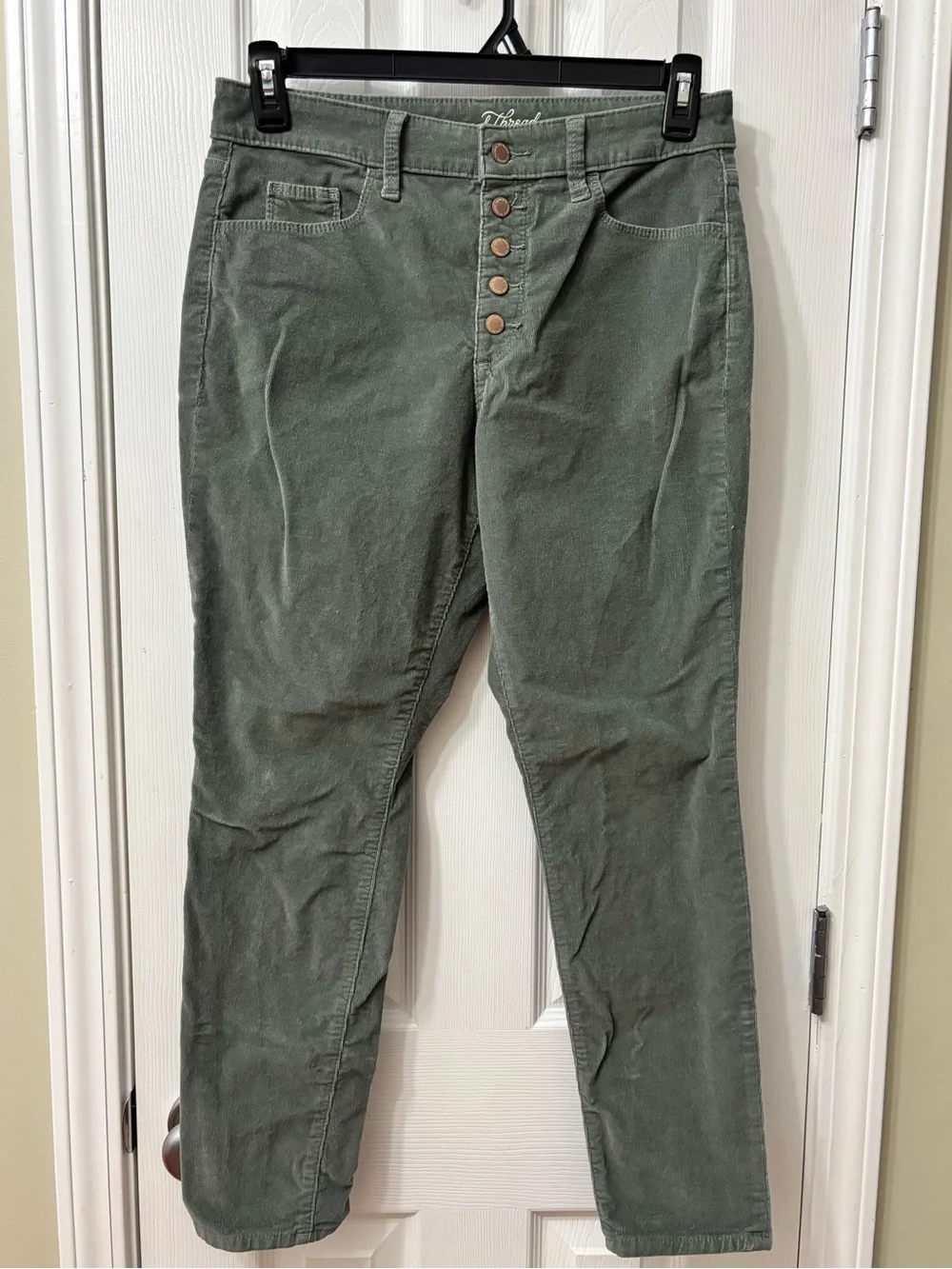 Universal Thread High-Rise Button Fly Olive Corduroy Skinny Jeans Women's Sz 8